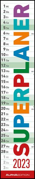 Superplaner 2023 - Streifenkalender 17x85 cm - mit Ringbindung - viel Platz für Notizen - Langplaner - Wandkalender - Küchenkalender - Alpha Edition