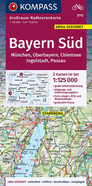 KOMPASS Großraum-Radtourenkarte Bayern Süd