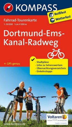 KOMPASS Fahrrad-Tourenkarte Dortmund-Ems-Kanal-Radweg