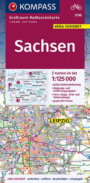 KOMPASS Großraum-Radtourenkarte Sachsen