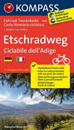 KOMPASS Fahrrad-Tourenkarte Etschradweg - Ciclabile dell'Adige
