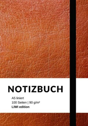 Notizbuch A5 liniert - 100 Seiten 90g/m² - Soft Cover braun -