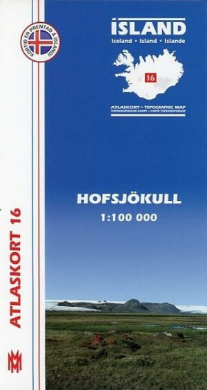 Island Atlaskort 16 Hofsjökull 1:100.000