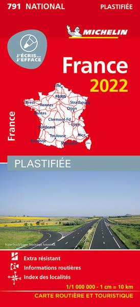 Michelin Frankreich 2022 (plastifiziert). Straßen- und Tourismuskarte 1:1.000.000