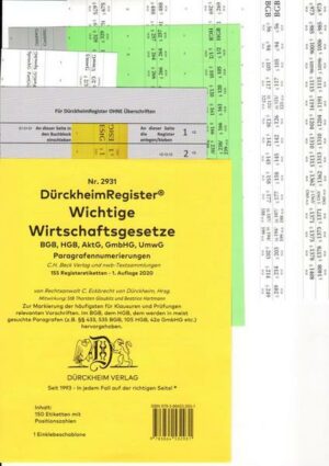 DürckheimRegister® WICHTIGE WIRTSCHAFTSGESETZE 2022 (BGB