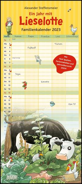 Die Kuh Lieselotte Familienkalender 2023 – Von Alexander Steffenmeier – Familienplaner mit 5 Spalten – Format 22 x 49