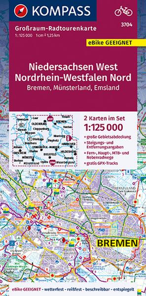 KOMPASS Großraum-Radtourenkarte Niedersachsen West