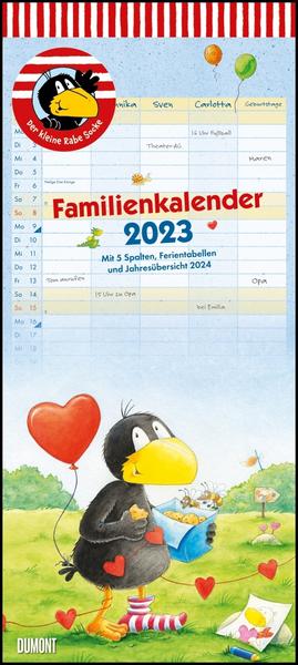 Der kleine Rabe Socke Familienkalender 2023 – Wandkalender – Familienplaner mit 5 Spalten – Format 22 x 49