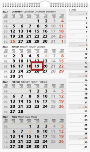 Rido/idé 7033430003  4-Monatskalender  Wandkalender  2023  1 Blatt = 4 Monate  30 x 49 cm