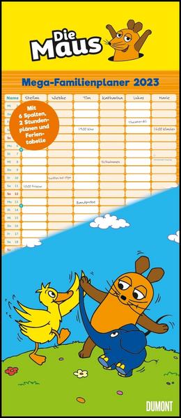 Die Maus 2023 – DUMONT Mega-Familienkalender mit 6 Spalten – Familienplaner mit 2 Stundenplänen und Ferientabelle – Hochformat 30