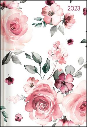 Buchkalender Style Roses 2023 - Büro-Kalender A5 - Cheftimer - 1 Tag 1 Seite - 352 Seiten - Rose - Alpha Edition