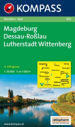 KOMPASS Wanderkarte Magdeburg - Dessau - Roßlau - Lutherstadt Wittenberg