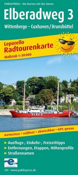 Radwanderkarte Elberadweg 03. Wittenberge - Cuxhaven/Brunsbüttel 1 : 50 000