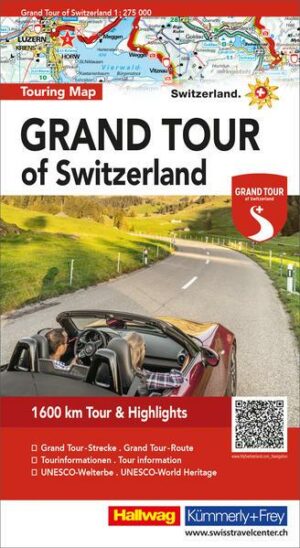 Grand Tour of Switzerland 1 : 275 000 Touring Map