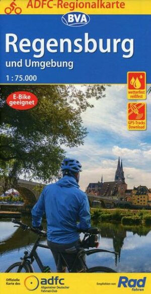 ADFC-Regionalkarte Regensburg und Umgebung mit Tagestouren-Vorschlägen
