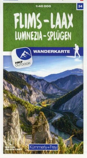 Flims - Laax Lumnezia - Splügen 34 Wanderkarte 1:40 000 matt laminiert