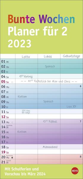 Bunte Wochen Planer für 2 2023