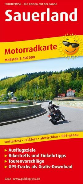Motorradkarte Sauerland 1:150 000