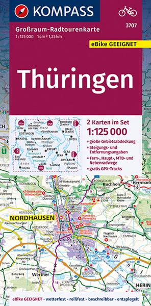 KOMPASS Großraum-Radtourenkarte Thüringen