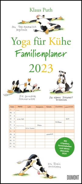 Yoga für Kühe Familienplaner 2023 – Wandkalender – Familien-Kalender mit 6 Spalten – Format 22 x 49