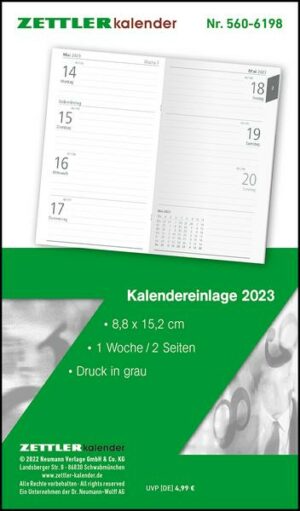 Kalender-Ersatzeinlage 2023 - für den Taschenplaner Leporello Typ 501 - 8