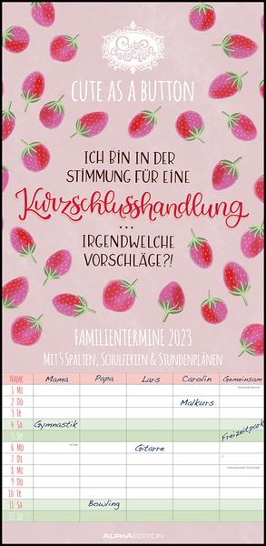 Cute as a button 2023 Familienplaner - Familien-Timer - Termin-Planer - Kinder-Kalender - Familien-Kalender - 22x45