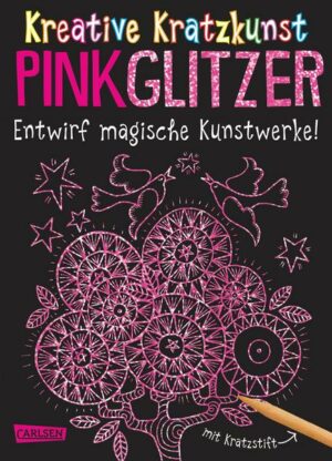 Kreative Kratzkunst: Pink Glitzer: Set mit 10 Kratzbildern