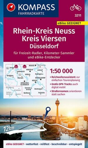 KOMPASS Fahrradkarte 3211 Rheinkreis Neuss