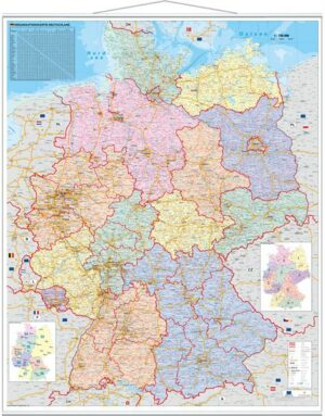 Orga-Karte Deutschland. Wandkarte Großformat mit Metallstäben