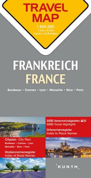 Reisekarte Frankreich 1:800.000