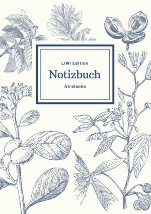 Notizbuch schön gestaltet mit Leseband - A5 Hardcover blanko - 100 Seiten 90g/m² - floral hellgrau -