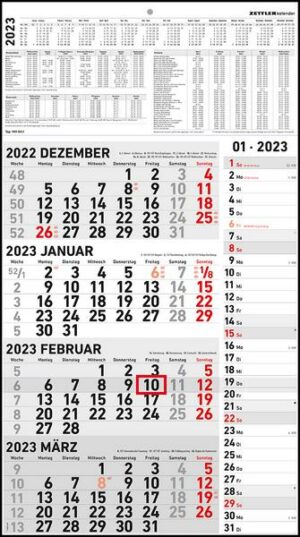 4-Monatskalender Kombi 2023 - Büro-Kalender 33x58