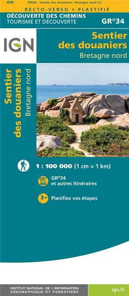 Sentier des Douaniers Bretagne Nord 1:100 000