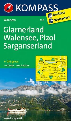 KOMPASS Wanderkarte Glarnerland - Walensee - Pizol - Sarganserland