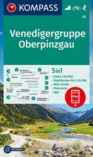 KOMPASS Wanderkarte 38 Venedigergruppe; Oberpinzgau