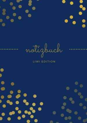 Notizbuch schön A5 liniert - 100 Seiten 90g/m² - Soft Cover goldene Punkte blau -