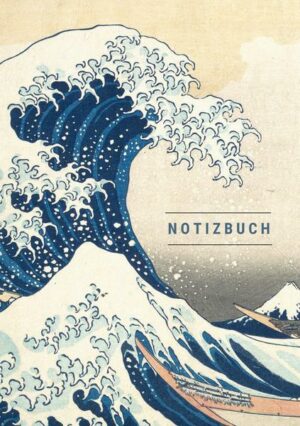 Notizbuch klein A5 liniert - Notizheft 44 Seiten 90g/m² - Softcover Hokusai 'Die große Welle vor Kanagawa' -