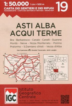 Wanderkarte 19 Asti Alba Acqui Terme 1:50 000