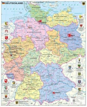 Deutschland politisch mit Wappen 1 : 700.000