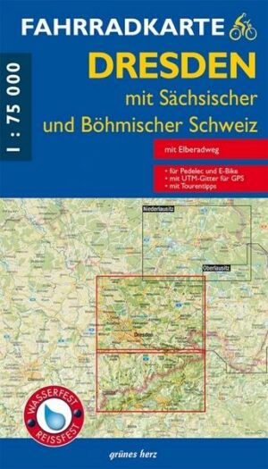 Fahrradkarte Dresden mit sächsischer und böhmischer Schweiz 1:75 000