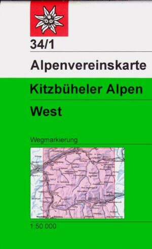 DAV Alpenvereinskarte 34/1 Kitzbüheler Alpen West 1 : 50 000 Wegmarkierungen