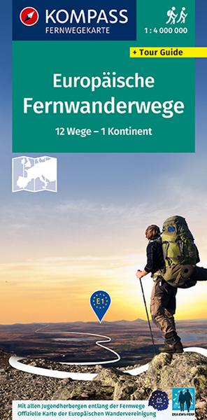 KOMPASS Fernwegekarte Fernwanderwege Europa
