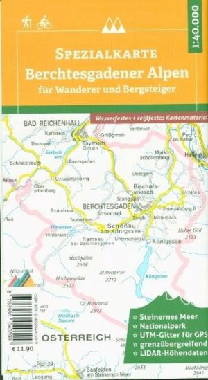 Spezialkarte Berchtesgadener Alpen für Wanderer und Bergsteiger 1 : 40.000