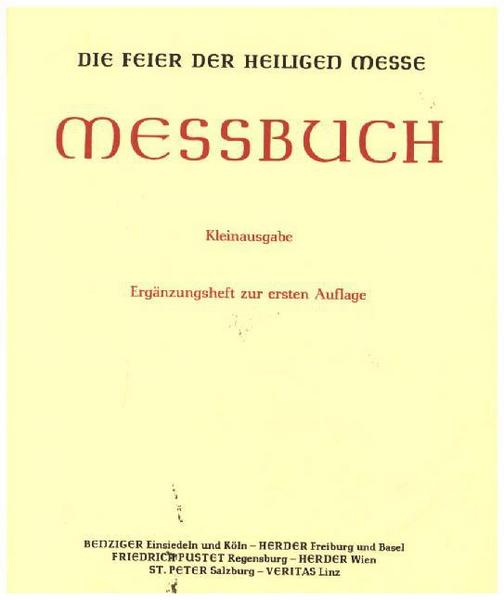 Messbuch für die Bistümer des deutschen Sprachgebietes. Authentische... / Kleinausgabe (Kapellenmissale)