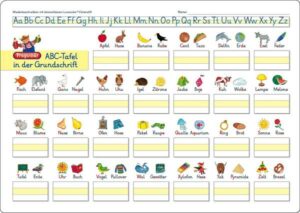 Fragenbär-Lerntafel: ABC-Tafel in der Grundschrift