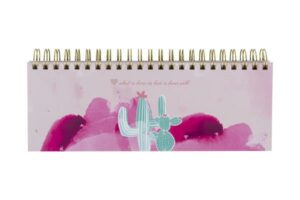Rosa Tischkalender ohne Datum Alpaka & Kaktus. Hochwertiger