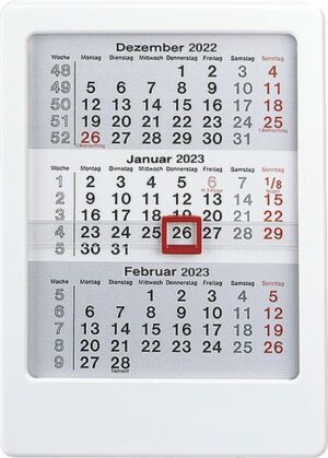 3-Monats-Tischaufsteller 2023 weiß - Tisch-Kalender 12x16 cm - Büro-Kalender - mit Datumsschieber - Alpha Edition
