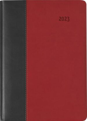 Buchkalender Premium Fire schwarz-rot 2023 - Büro-Kalender A5 - Cheftimer - 1 Tag 1 Seite - 416 Seiten - Tucson-Einband - Alpha Edition