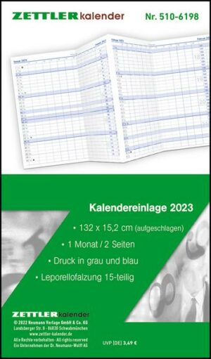 Kalender-Ersatzeinlage 2023 - für den Taschenplaner Typ 520 - 8