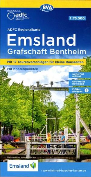 ADFC-Regionalkarte Emsland Grafschaft Bentheim mit Tagestouren-Vorschlägen